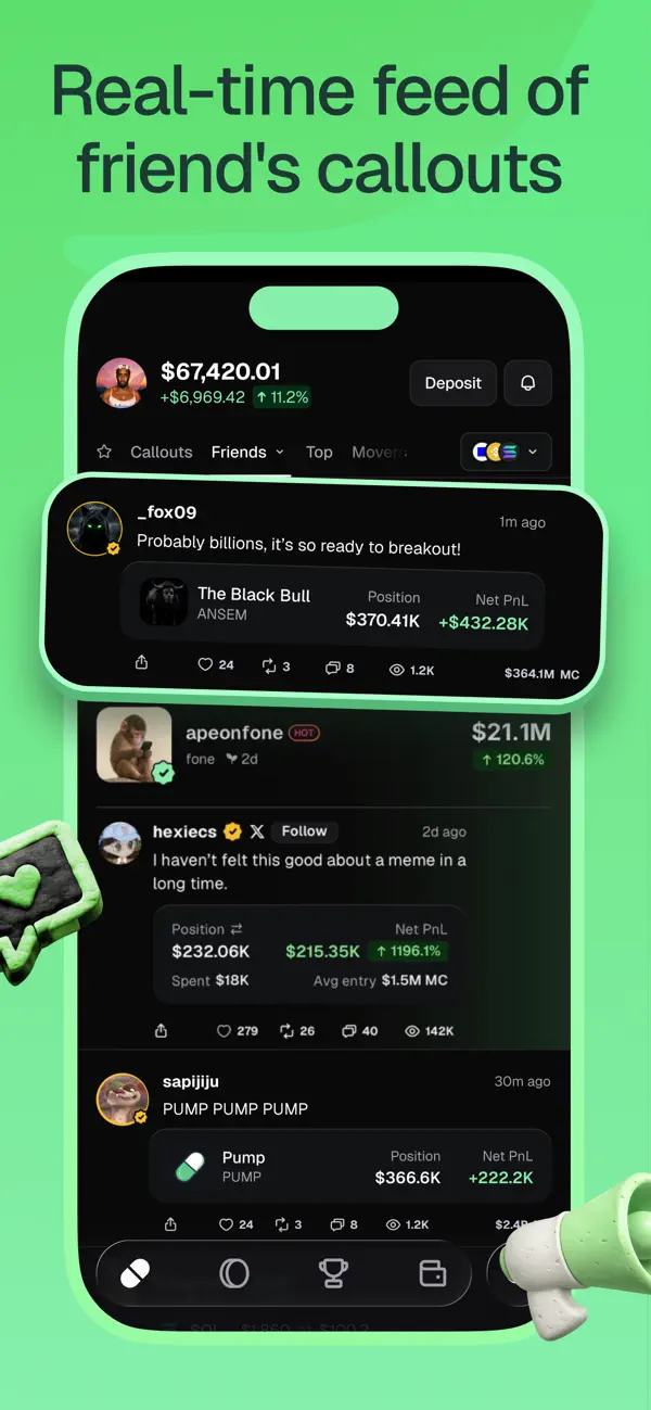 Real-time feed of friends' callouts